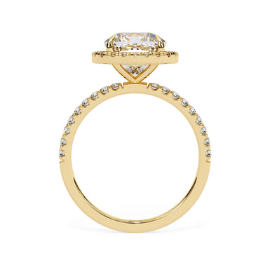 2.10 Carat Cushion Cut Halo Lab Diamond Engagement Ring In Yellow Gold