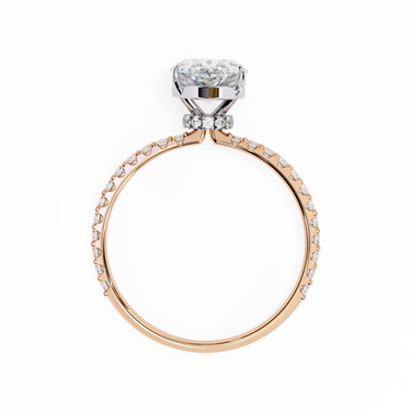 2.10 Carat Pear Cut Hidden Halo Lab Diamond Engagement Ring In Rose Gold