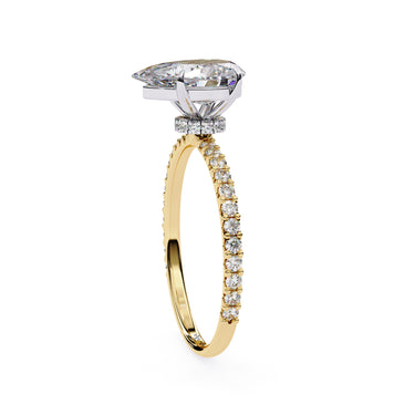 2.10 Carat Pear Cut Hidden Halo Lab Diamond Engagement Ring In Yellow Gold