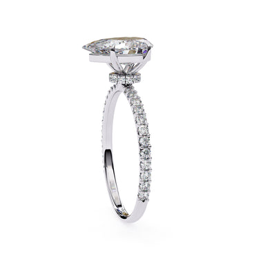 2.10 Carat Pear Cut Hidden Halo Lab Diamond Engagement Ring In White Gold