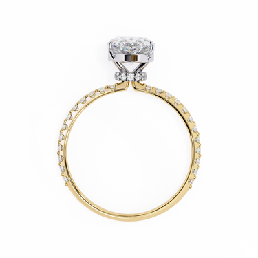 2.10 Carat Pear Cut Hidden Halo Lab Diamond Engagement Ring In Yellow Gold