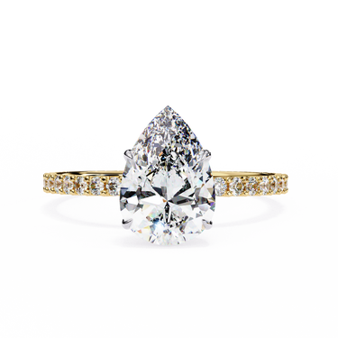 2.10 Carat Pear Cut Hidden Halo Lab Diamond Engagement Ring In Yellow  Gold