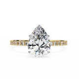 2.10 Carat Pear Cut Hidden Halo Lab Diamond Engagement Ring In Yellow Gold