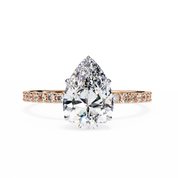 2.10 Carat Pear Shape Halo Lab Grown Diamond Engagement Ring 18K Rose Gold