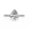 2.10 Carat Pear Cut Hidden Halo Lab Diamond Engagement Ring In White Gold