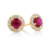 2.10 Carat Round Prong Set Ruby Gemstone Stud Earrings