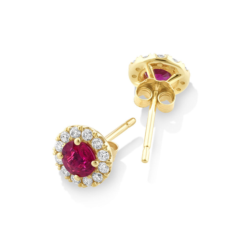 2.10 Carat Round Prong Set Ruby Gemstone Stud Earrings