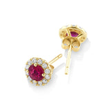 2.10 Carat Round Ruby Gemstone Stud Earrings For Women