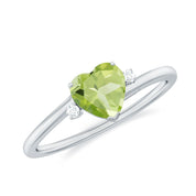 2.10 Ct Heart Peridot Prong Set Gemstone Engagement Ring