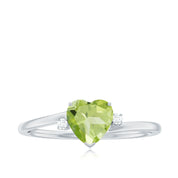 2.10 Ct Heart Peridot Prong Set Gemstone Engagement Ring