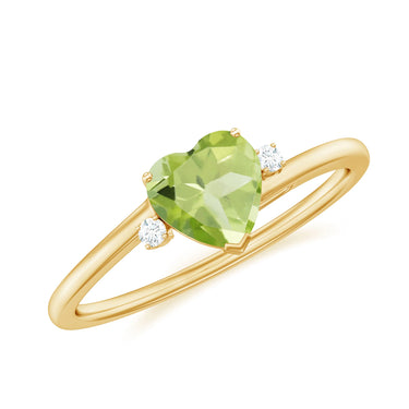 2.10 Ct Heart Peridot Gemstone Solitaire Ring In Yellow Gold 