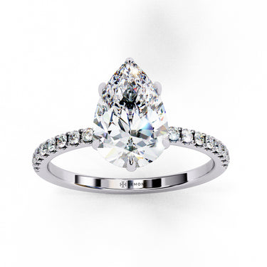 2.10 Ct Pear Shape Hidden Halo Lab Diamond Engagement Ring In White Gold