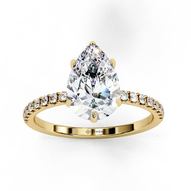 2.10 Ct Pear Shape Hidden Halo Lab Diamond Engagement Ring In Yellow Gold