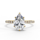 2.10 Ct Pear Shape Hidden Halo Lab Diamond Engagement Ring In Yellow Gold