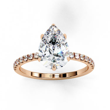 2.10 Ct Pear Shape Hidden Halo Lab Diamond Engagement Ring In Rose Gold