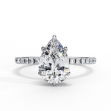 Pear Shape Hidden Halo Lab Diamond Engagement Ring