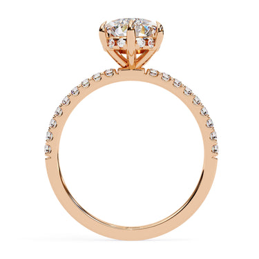 2.10 Ct Pear Shape Hidden Halo Lab Diamond Engagement Ring In Rose Gold