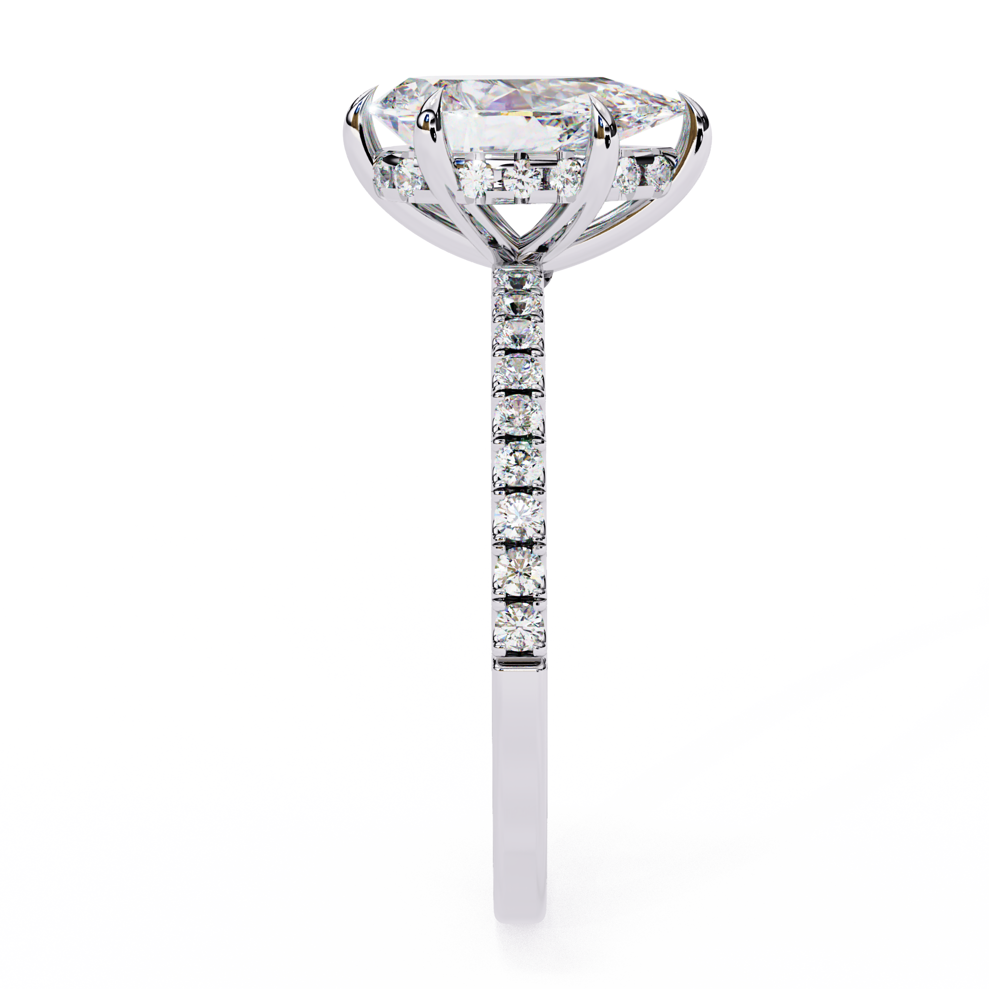 Pear Shape Hidden Halo Lab Diamond Engagement Ring Lab Diamond Engagement Rings