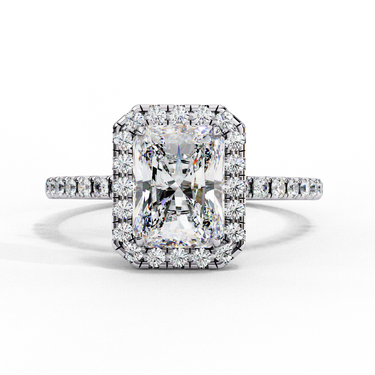 2.15 Carat Emerald Cut Halo Lab Diamond Engagement Ring In White Gold