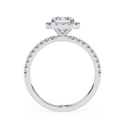 Radiant Shaped Synthetic Diamond Halo Engagement Ring Lab Diamond Engagement Rings