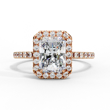 2.15 Carat Radiant Cut Halo Lab Diamond Engagement Ring In Rose Gold