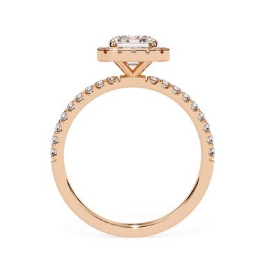 2.15 Carat Radiant Cut Halo Lab Diamond Engagement Ring In Rose Gold