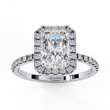 2.15 Carat Radiant Cut Halo Lab Diamond Engagement Ring In White Gold