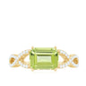 2.20 Carat Emerald Cut Prong Setting Peridot Gemstone Twisted Engagement Ring In Yellow Gold