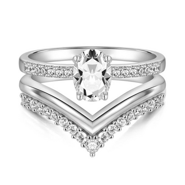 2.20 Carat Oval Cut Lab Diamond Bridal Ring Set In White Gold
