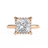 2.20 Carat Princess Cut Halo Lab Diamond Engagement Ring In Rose Gold