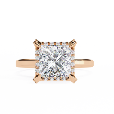 2.20 Carat Princess Cut Halo Lab Diamond Engagement Ring In Rose Gold