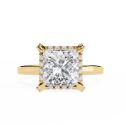 2.26 Carat Princess Cut Halo Lab Created Diamond Ring 18K Yellow Gold Lab Diamond Engagement Rings