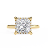 2.20 Carat Princess Cut Halo Lab Diamond Engagement Ring In Yellow Gold