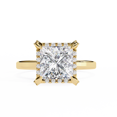 2.20 Carat Princess Cut Halo Lab Diamond Engagement Ring In Yellow Gold