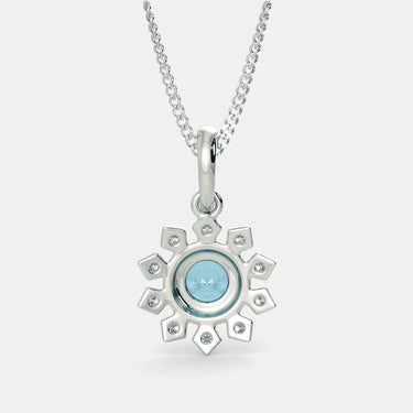 2.20 Carat Round Blue Diamond Floral Pendant in White Gold