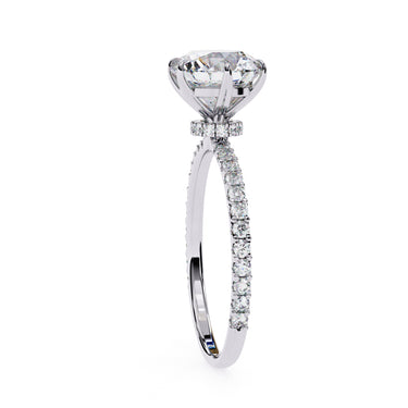 2.20 Carat Round Cut Hidden Halo Lab Diamond Engagement Ring in White Gold