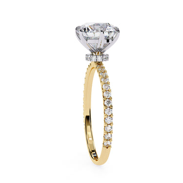 2.20 Carat Round Cut Hidden Halo Lab Diamond Engagement Ring in Yellow Gold