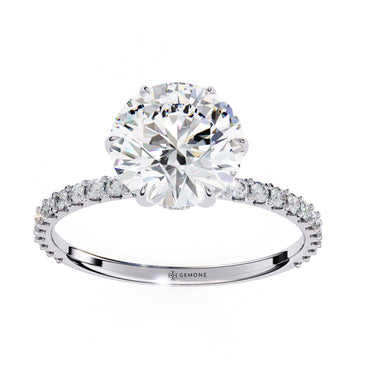 2.20 Carat Round Cut Hidden Halo Lab Diamond Engagement Ring in White Gold