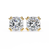 2.24 Carat Cushion Cut Lab Diamond Stud Earrings In Yellow Gold