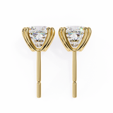 2.24 Carat Cushion Cut Lab Diamond Stud Earrings In Yellow Gold