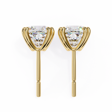 2.24 Carat Cushion Cut Lab Diamond Stud Earrings In Yellow Gold