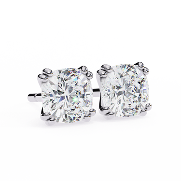 2.24 Carat Cushion Cut Lab Diamond Stud Earrings In White Gold