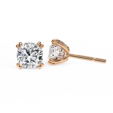 2.24 Carat Cushion Cut Lab Diamond Stud Earrings In Rose Gold