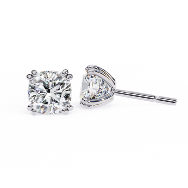 2.24 Carat Cushion Cut Lab Diamond Stud Earrings In White Gold