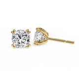 2.24 Carat Cushion Cut Lab Diamond Stud Earrings In Yellow Gold