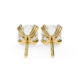 2.24 Carat Cushion Cut Lab Diamond Stud Earrings In Yellow Gold