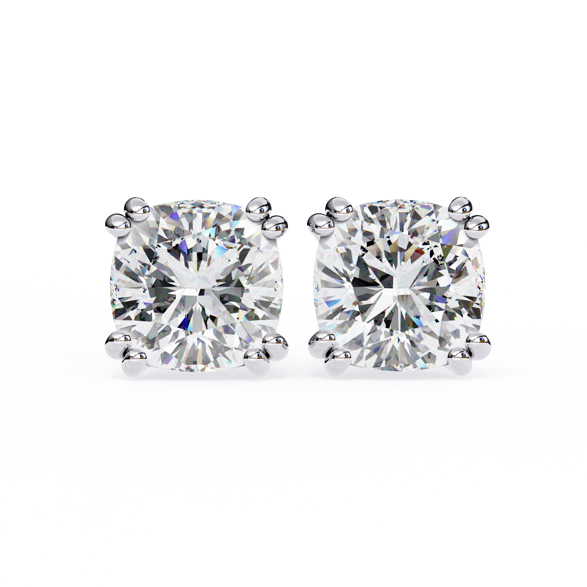 2.50 Carat Cushion Cut Lab Diamond Stud Earrings 950 Platinum