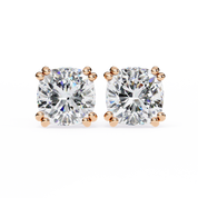 2.50 Carat Cushion Cut Lab Diamond Stud Earrings 18K Rose Gold