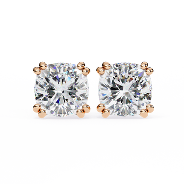 2.24 Carat Cushion Cut Lab Diamond Stud Earrings In Rose Gold