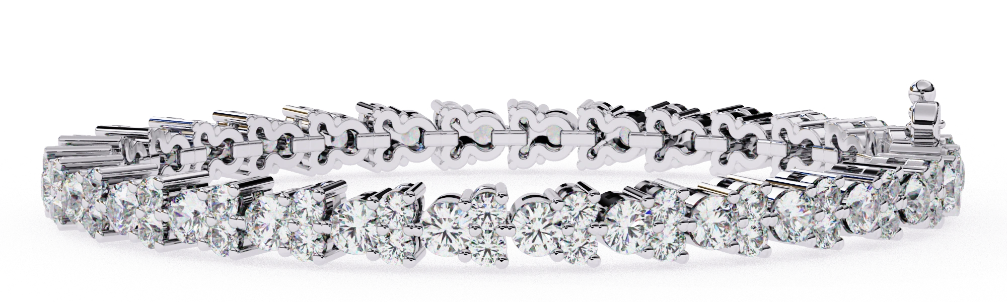 2.26 Carat Round Diamond Tennis Bracelet In White Gold 950 Platinum Natural Diamond
